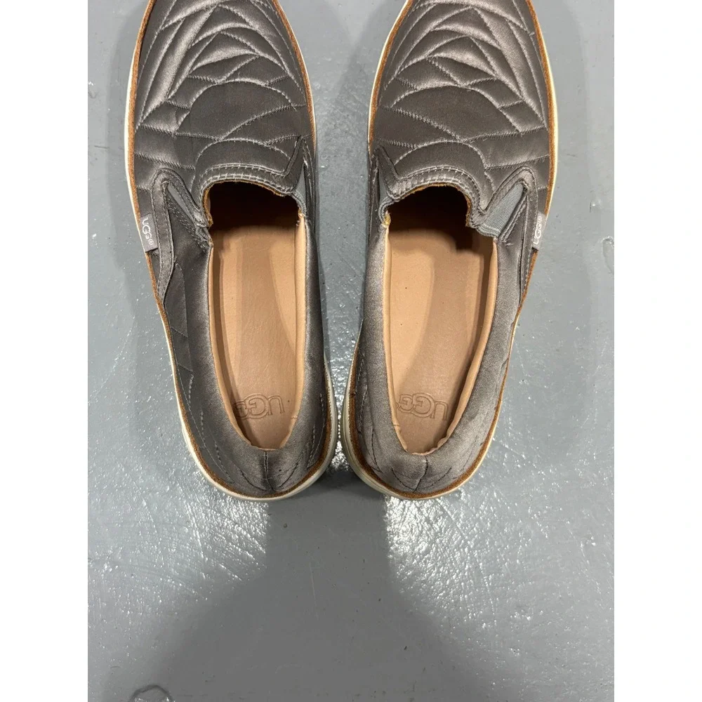 UGG Jass Quilted Satin Slip-On Sneakers Grey 1095533 Womens 7